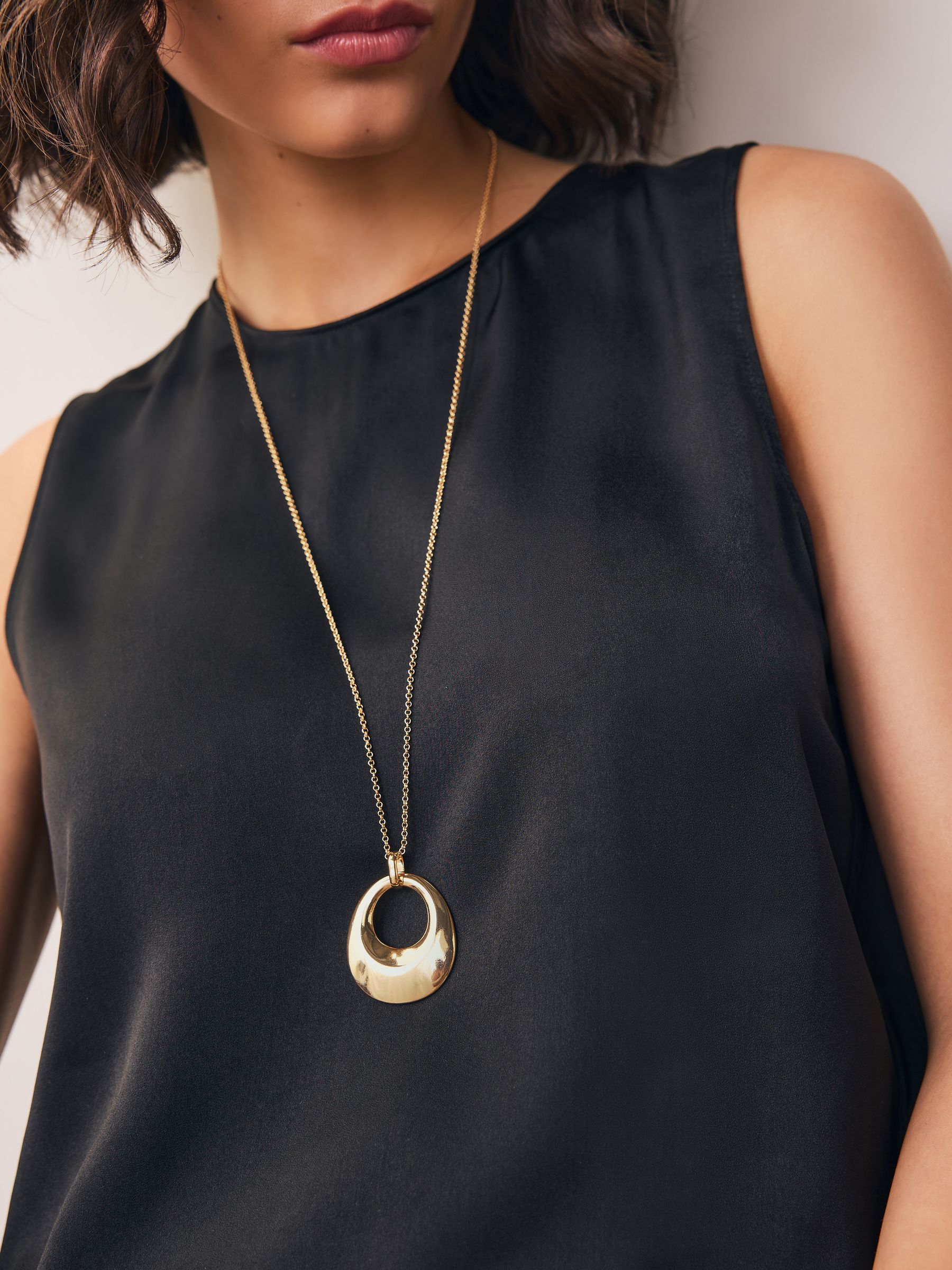 Goudkleurig - Open Circle Drop Long Necklace