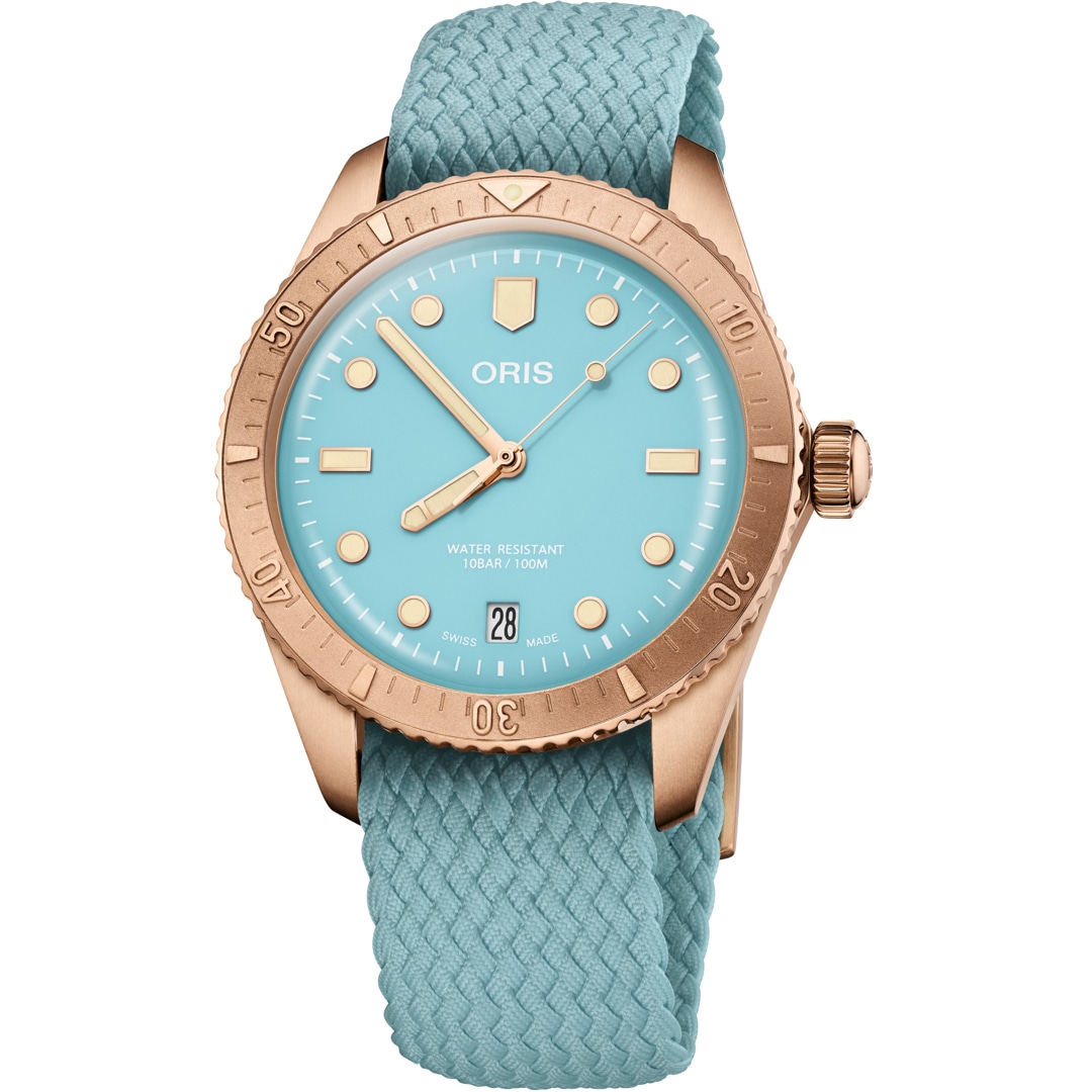 Oris Divers Sixty-Five Cotton Candy Himmelblau auf Perlonband