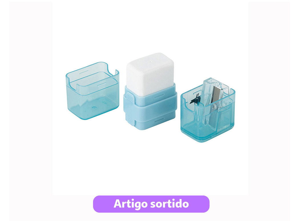 APARA-LÁPIS AUCHAN COM BORRACHA CORES SORTIDAS