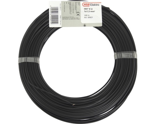 Kernkabel H07 VU 1x1,5 mm² 100 m zwart