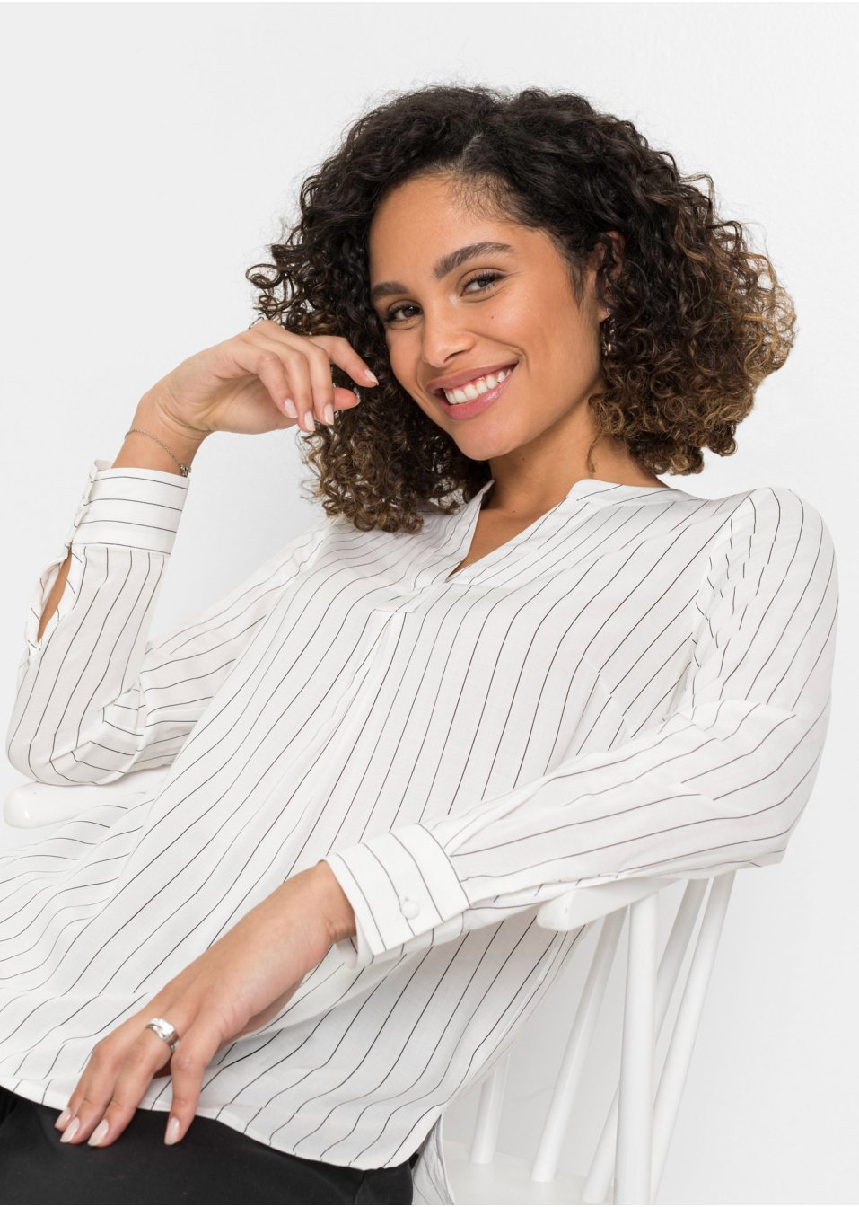 Tunique longue rayée en viscose