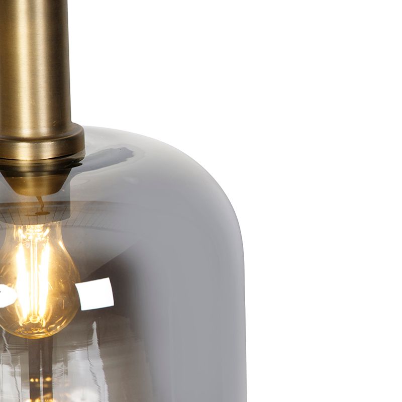 Design hanglamp zwart met goud en smoke glas - Zuzanna