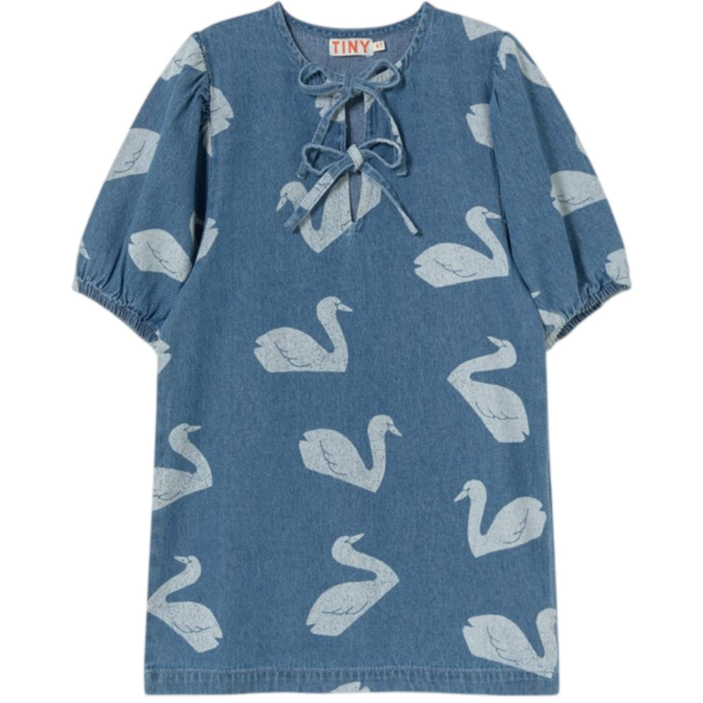 Køb TinyCottons Medium Wash Denim Big Swans Kjole