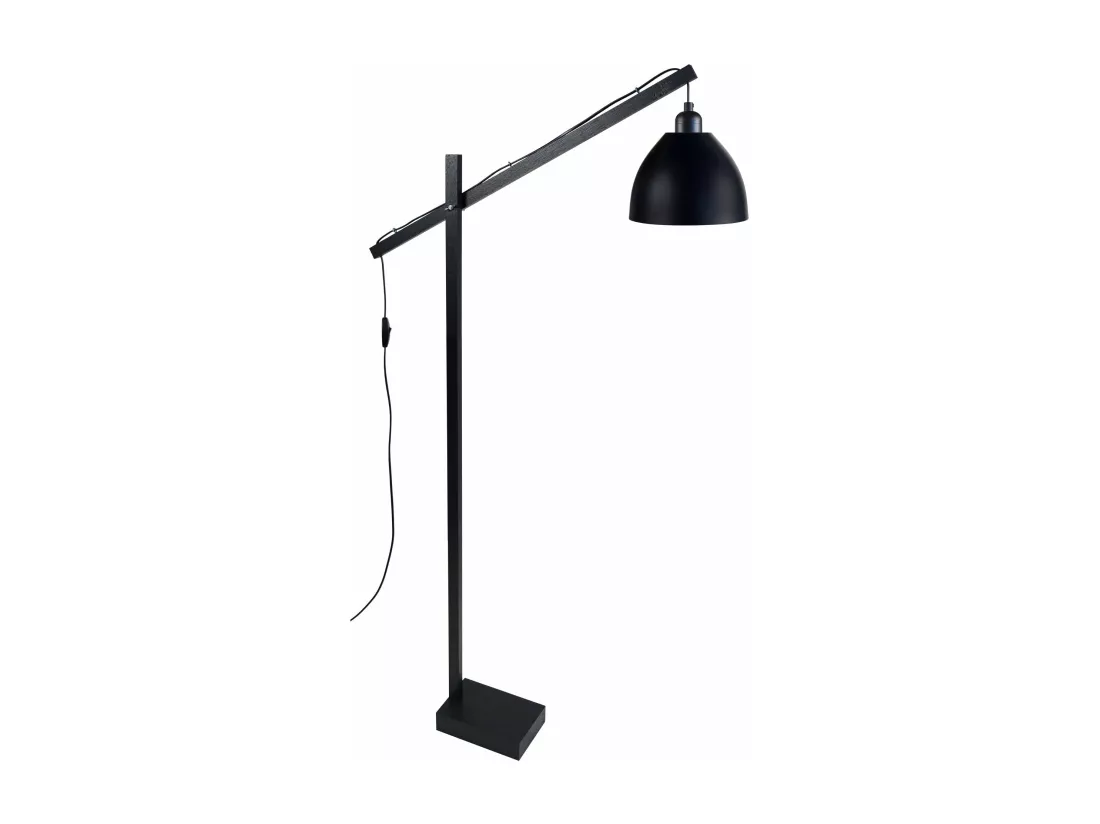 Lampadaire articulé bois noir,métal 180 cm.