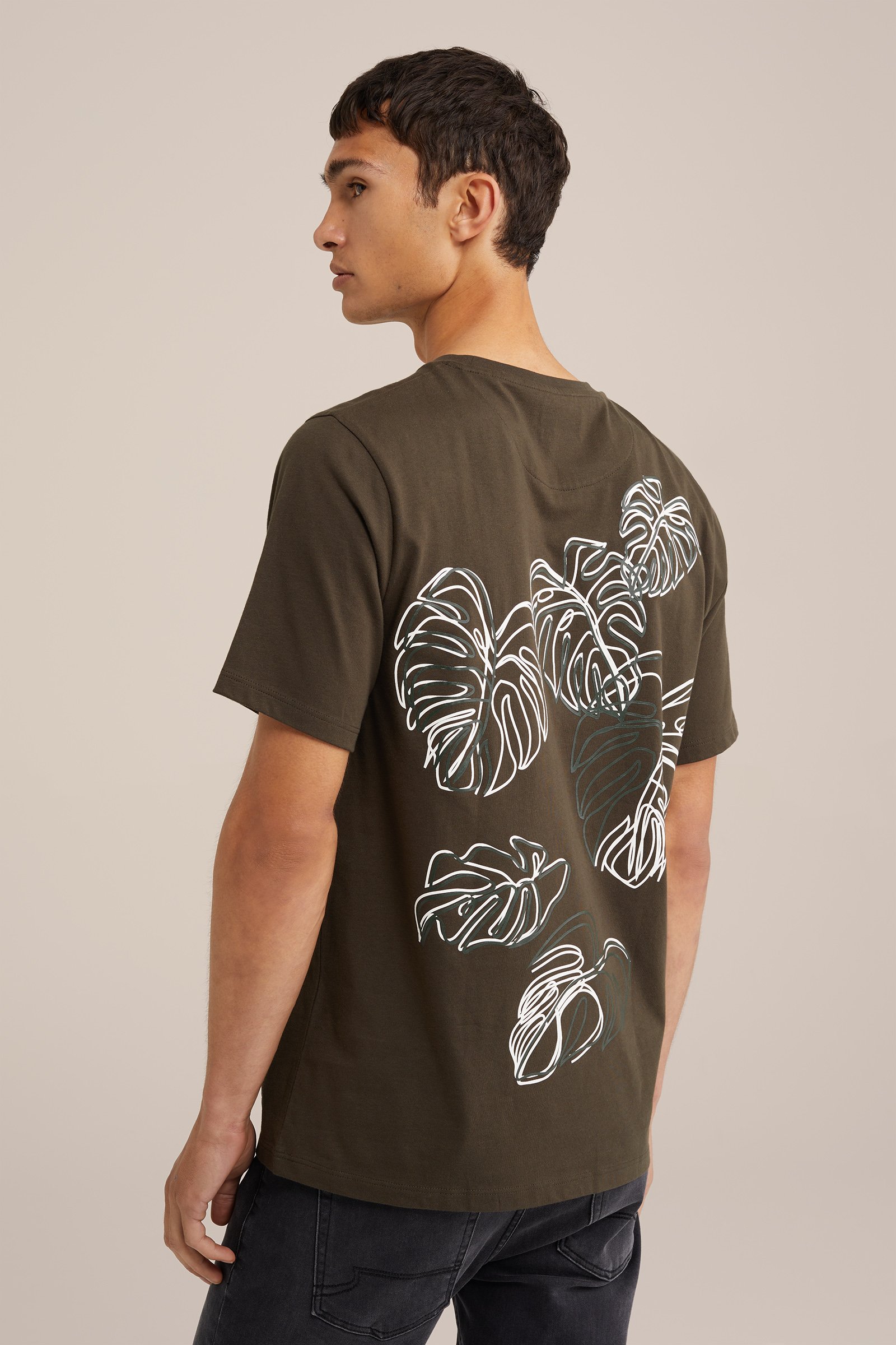 T-shirt met opdruk WE Fashion Legergroen