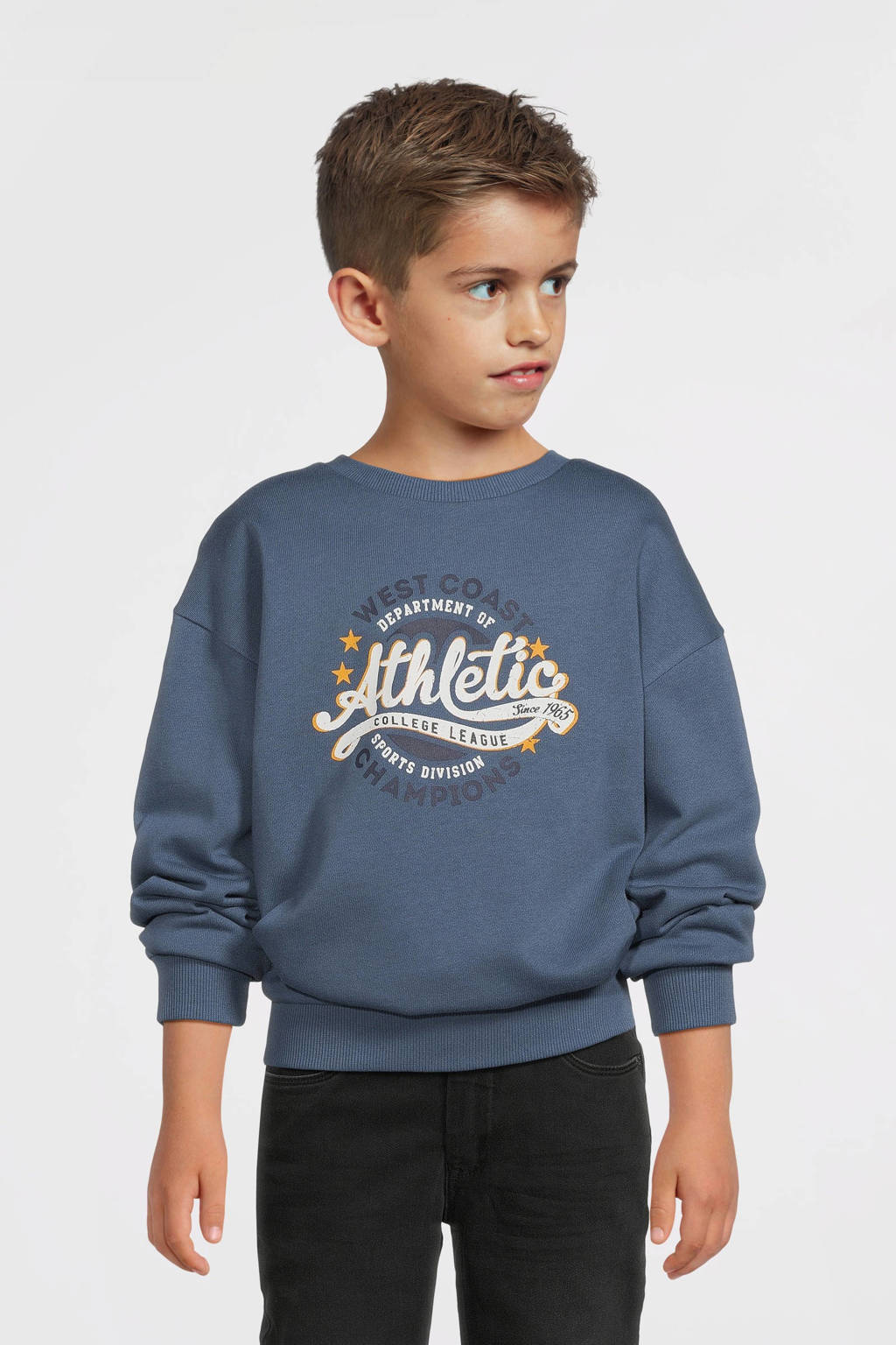 NAME IT sweater NKMVILDAR met printopdruk warmblauw