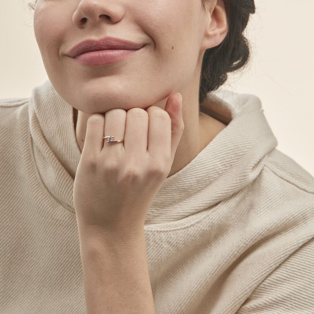 Bague Solitaire Camilia Or Rose Oxyde De Zirconium