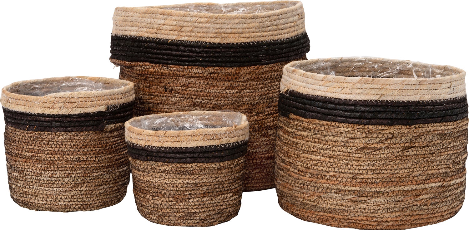 Intratuin plantenmand Pipa naturel / zwart / bruin D 24 H 24 cm