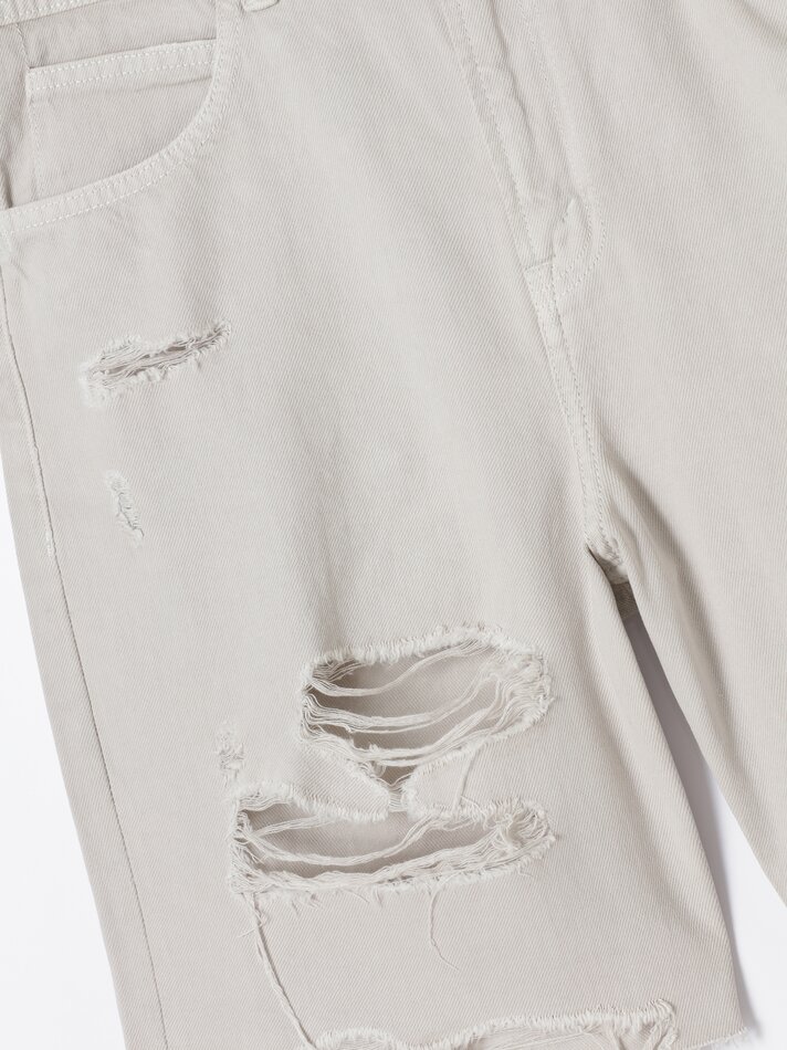 Shorts jeans de corte reto - Cinza claro