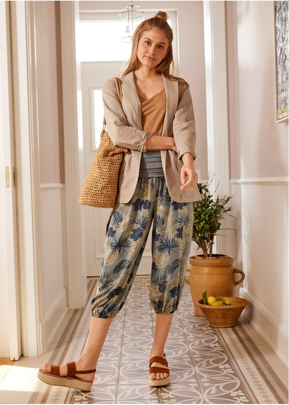 Pantalon 3/4 à taille confortable, Loose-Fit