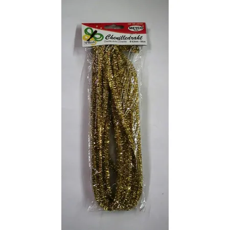 Meyco Chenilledraht, gold metallic, 8 mm, 50 cm, 10 Stück