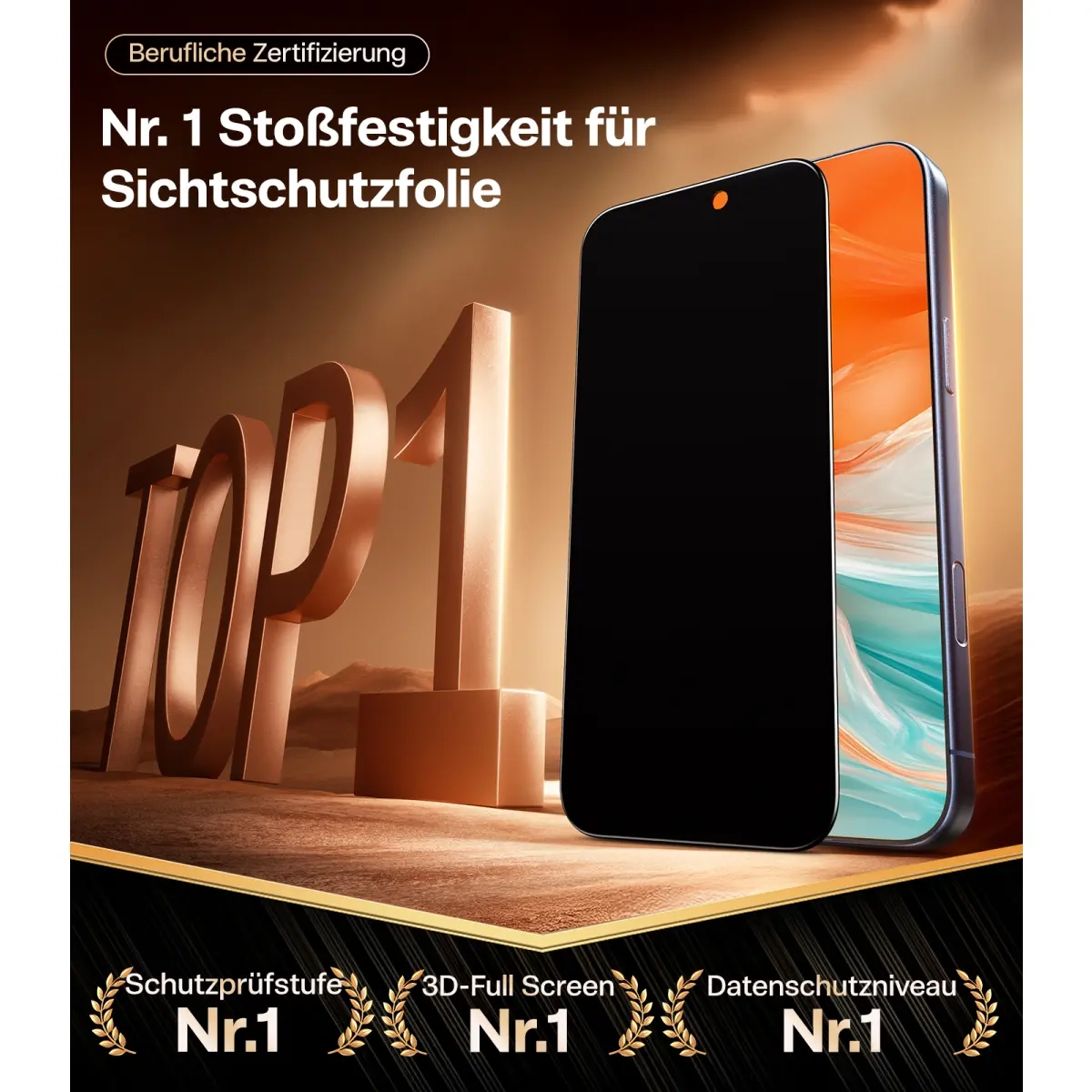 iPhone 17 Install Master Privacy Panzer Glas Displayschutz Case Friendly (Anti Spy)