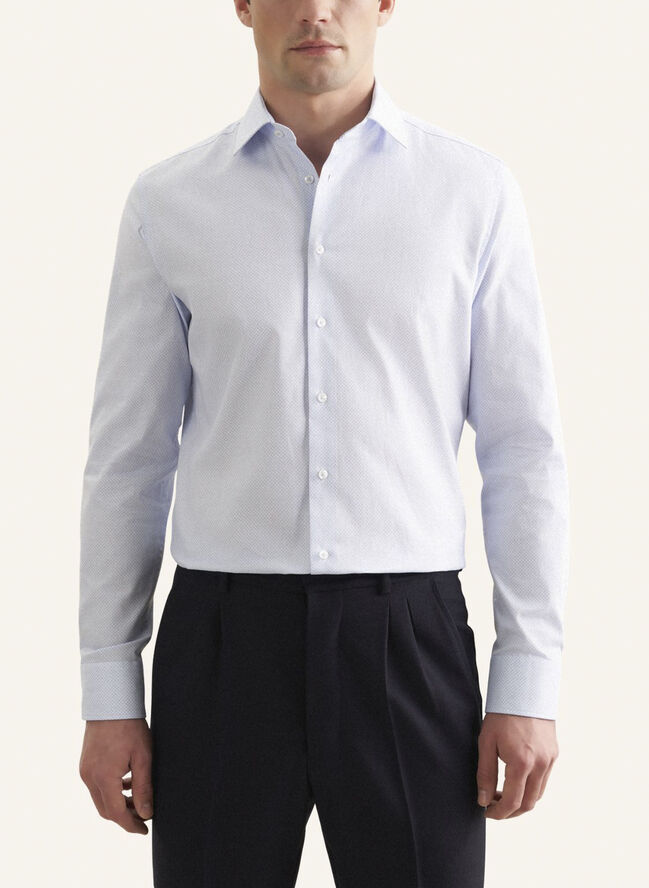 Seidensticker Business Shirt Slim Long sleeve Kent-Collar Print Blue