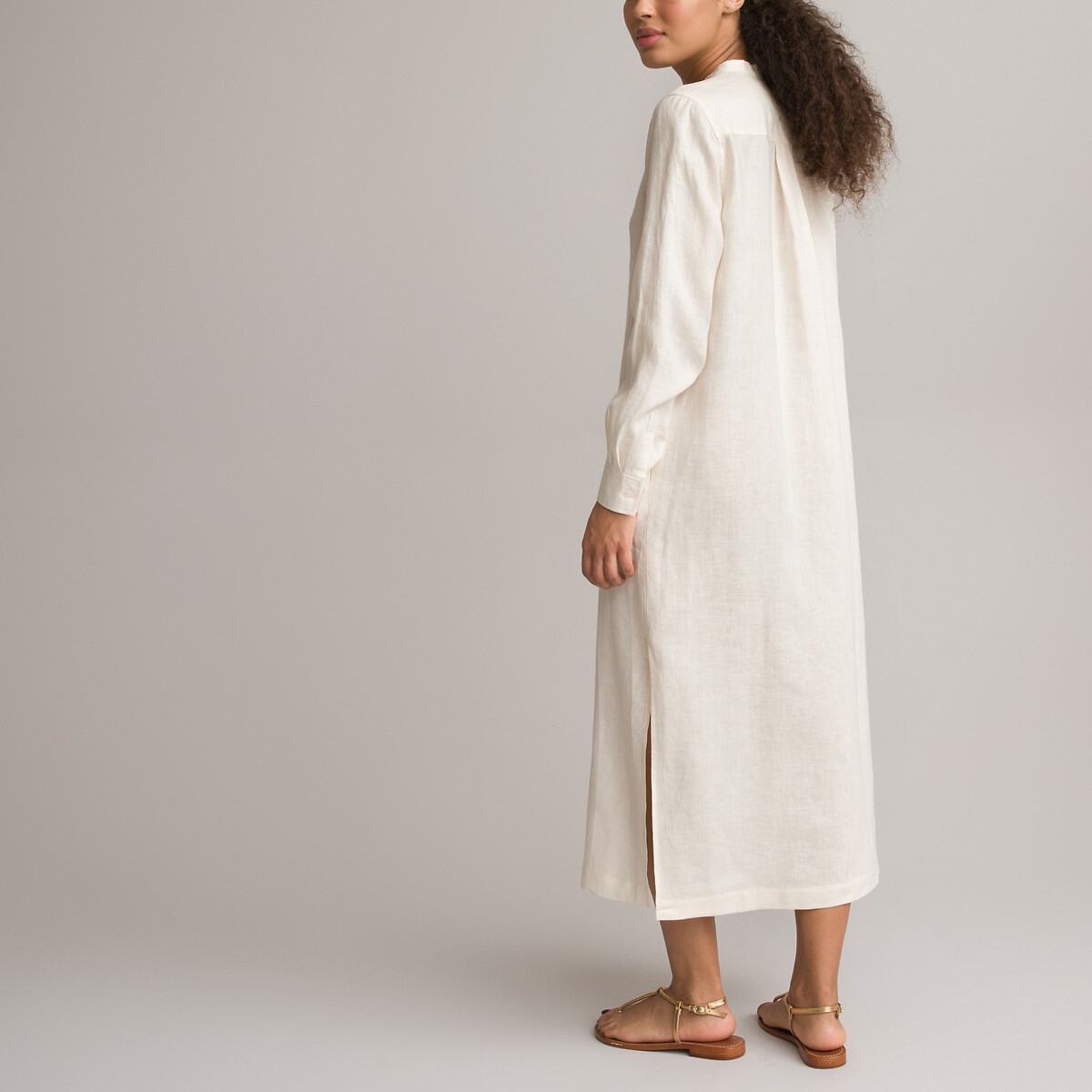 COLEÇÕES LA REDOUTE<br>Vestido longo com mangas compridas, em linho