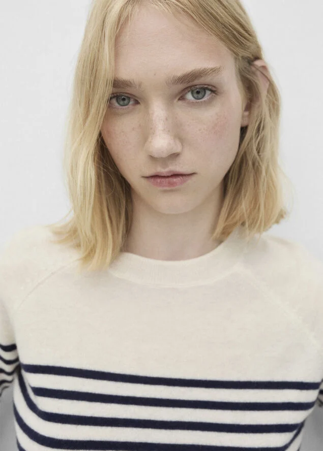 MANGO 100% wool sweater Light beige