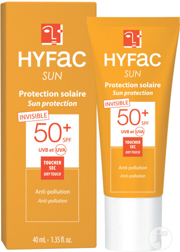 Hyfac Sun Protection Solaire Invisible Toucher Sec Anti-Pollution IP50+ Tube 40ml