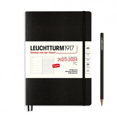 Black 18M A5 Weekly Soft Planner & Notebook Diary 2023-20243 (Diary)