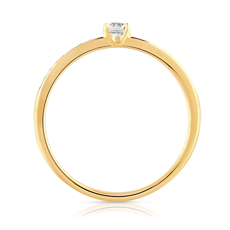 Bague solitaire or 750 jaune diamant 30/100e de cart