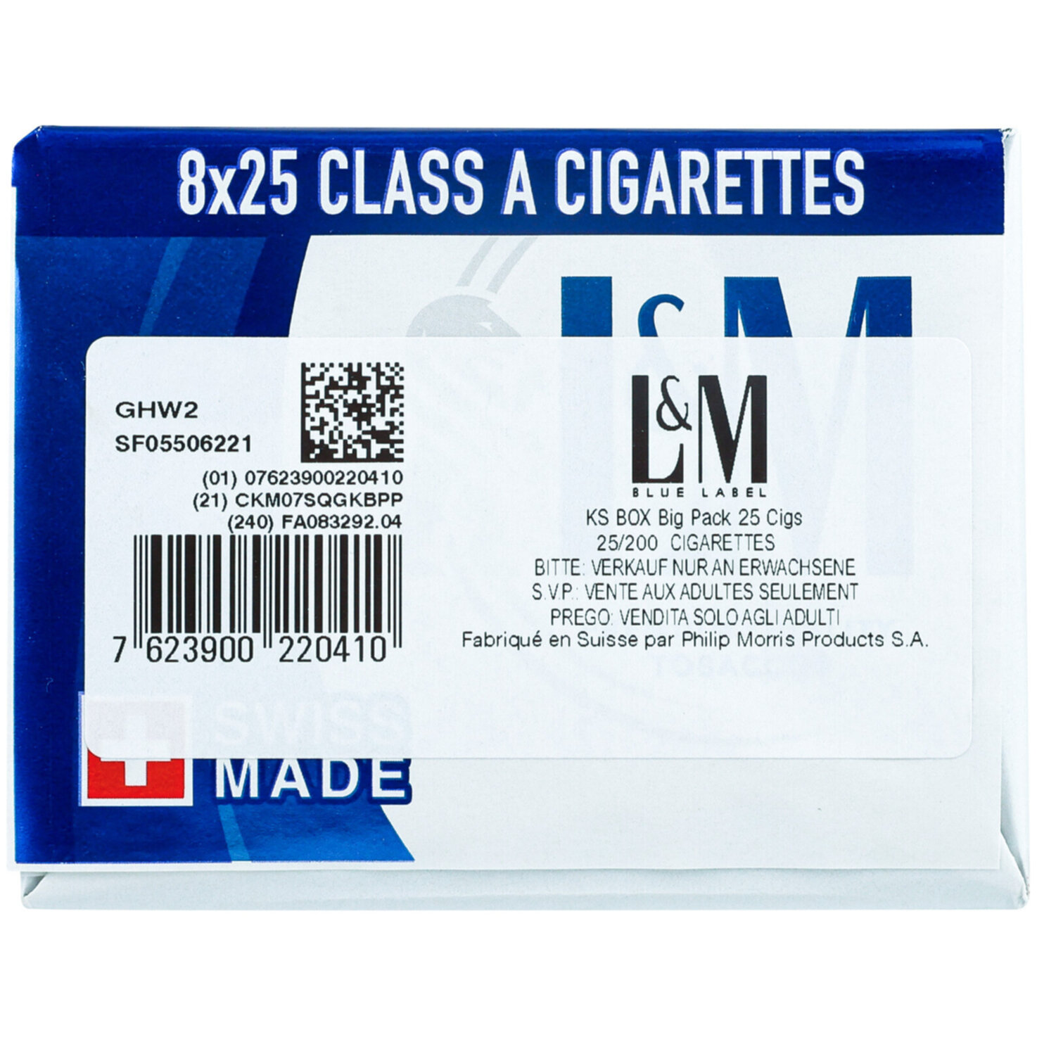 L&M Zigaretten Blue 25 Box Stange