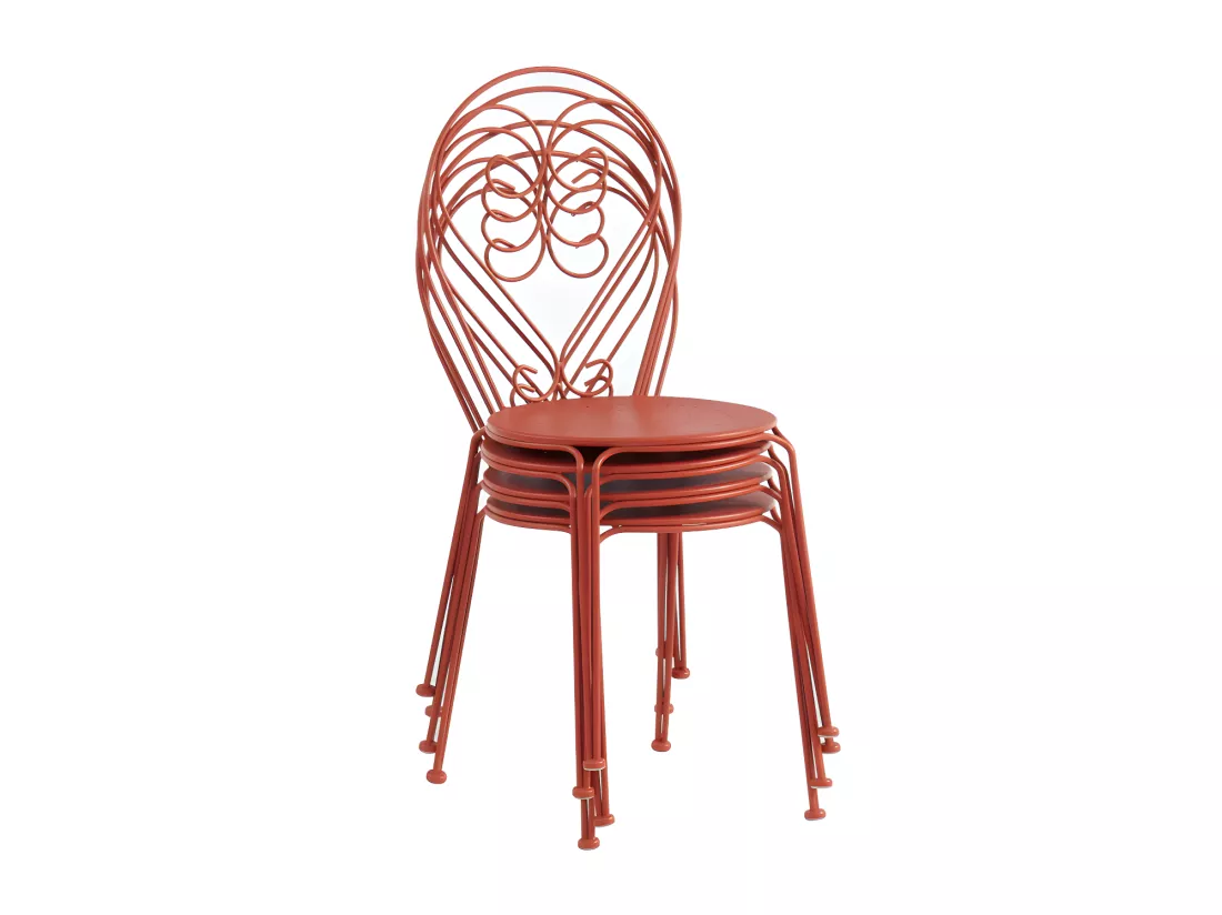 Lot de 4 chaises de jardin empilables en métal façon fer forgé - Terracotta - GUERMANTES de MYLIA