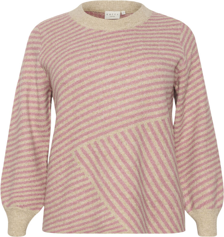 Kaffe Curve KCverina Knit Pullover Feather gray mel. / rosa