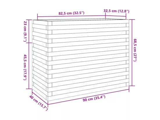 Jardinière bac lit surélevé bois marron 90 x 40 x 68.5 cm 02_0037990