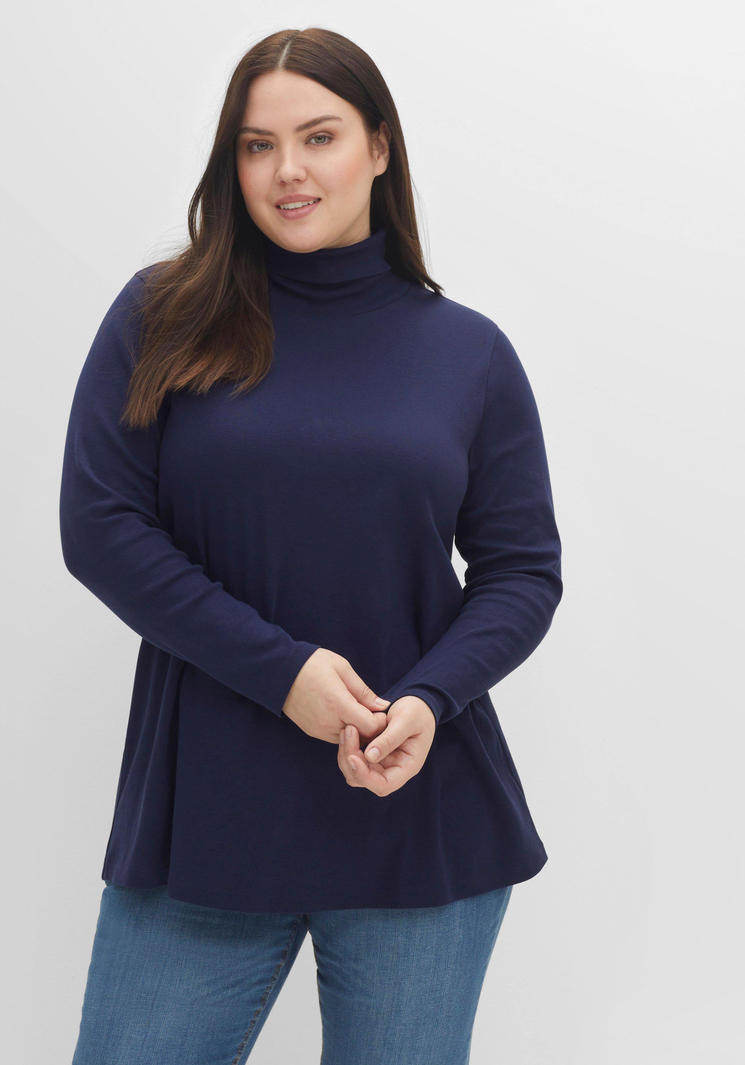 Langarmshirt mit Rollkragen, in A-Linie