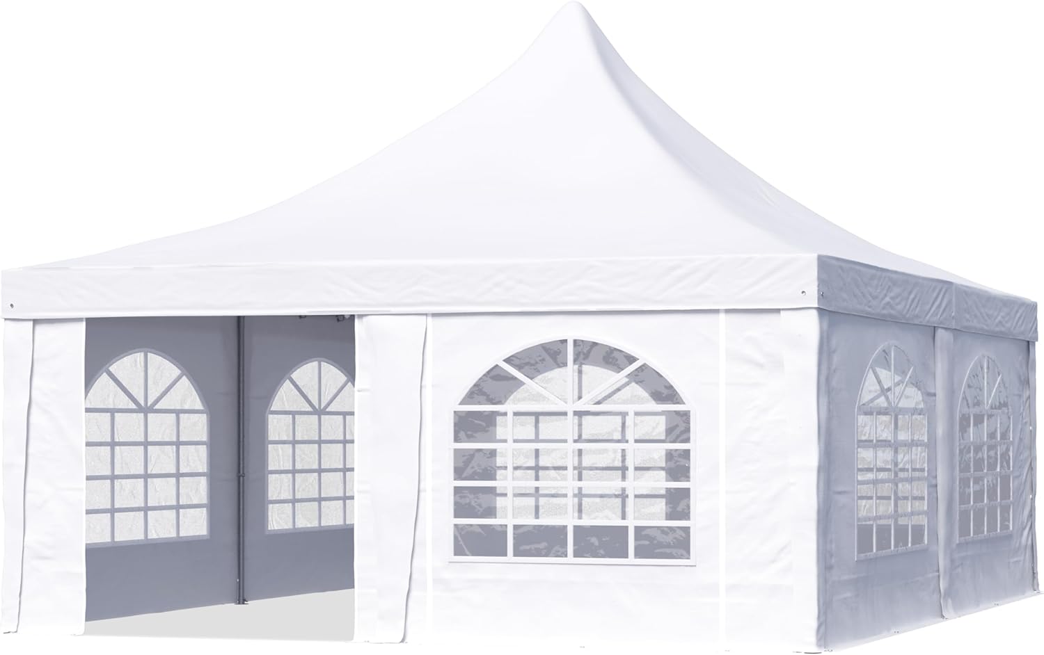 TOOLPORT Pagodenzelt Pavillon 5x5 m schnell & einfach zu montieren mit Fenstern - robuste PVC-Plane 700 weiß