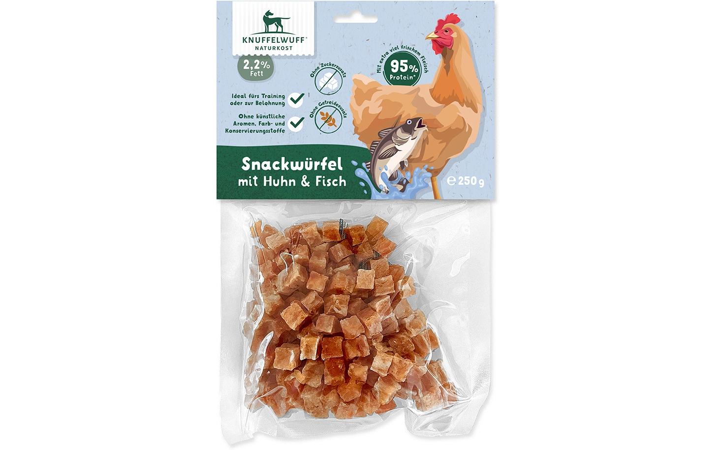 Snack Huhn und Fisch Würfel 250 gSnack für Hunde