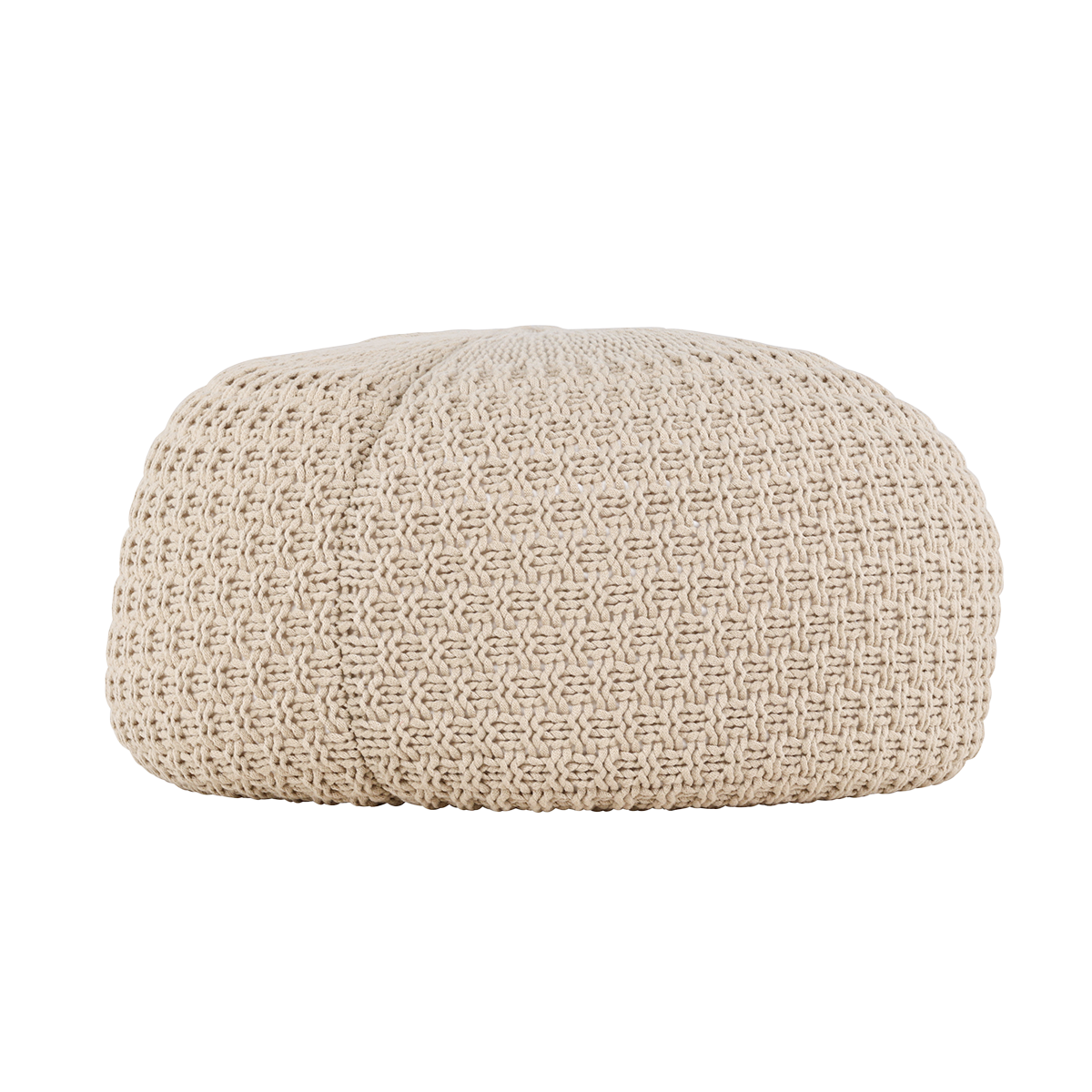 Gevlochten poef Sylvie Beige - Ø 60 cm
