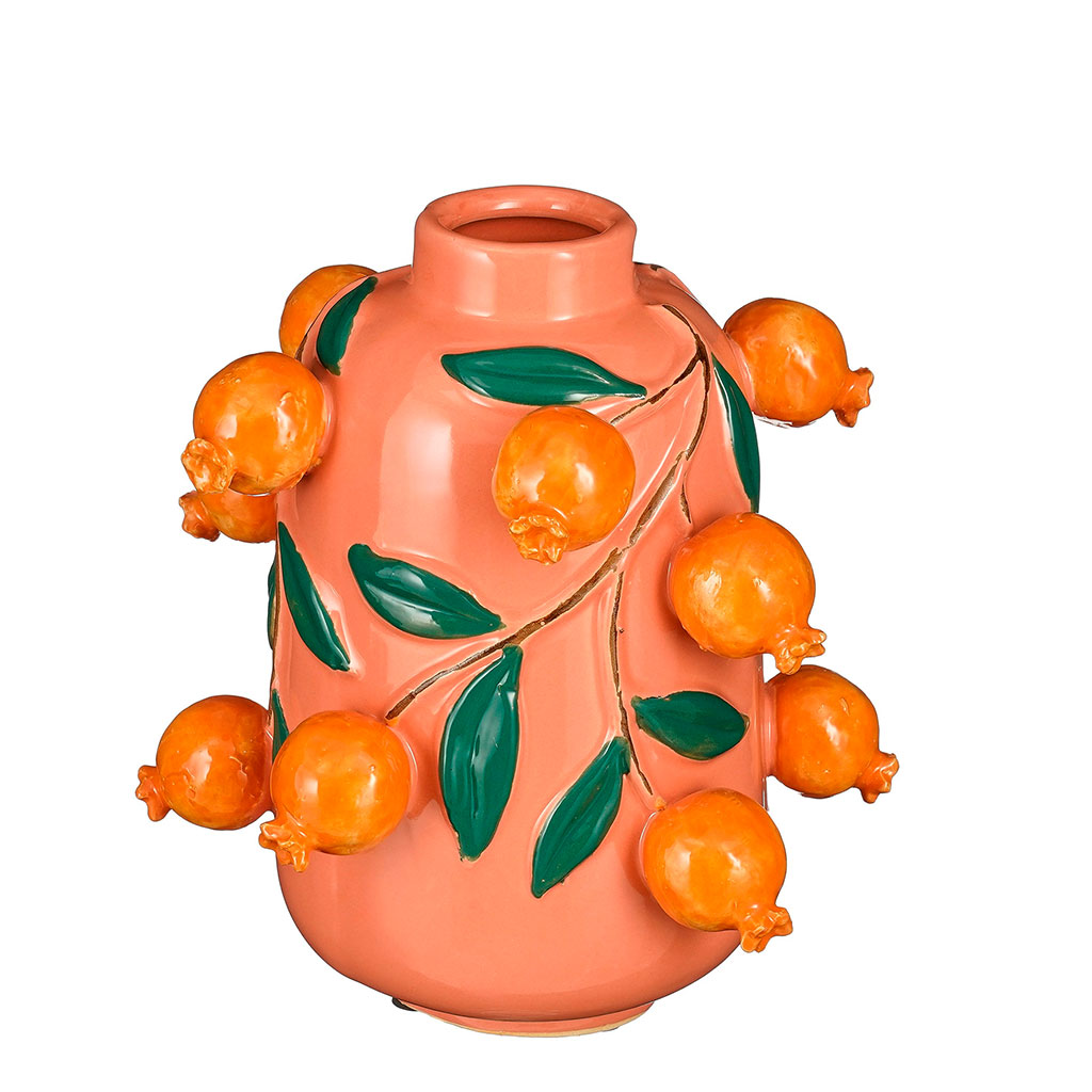 Vase céramique orange rose H 22.5cm