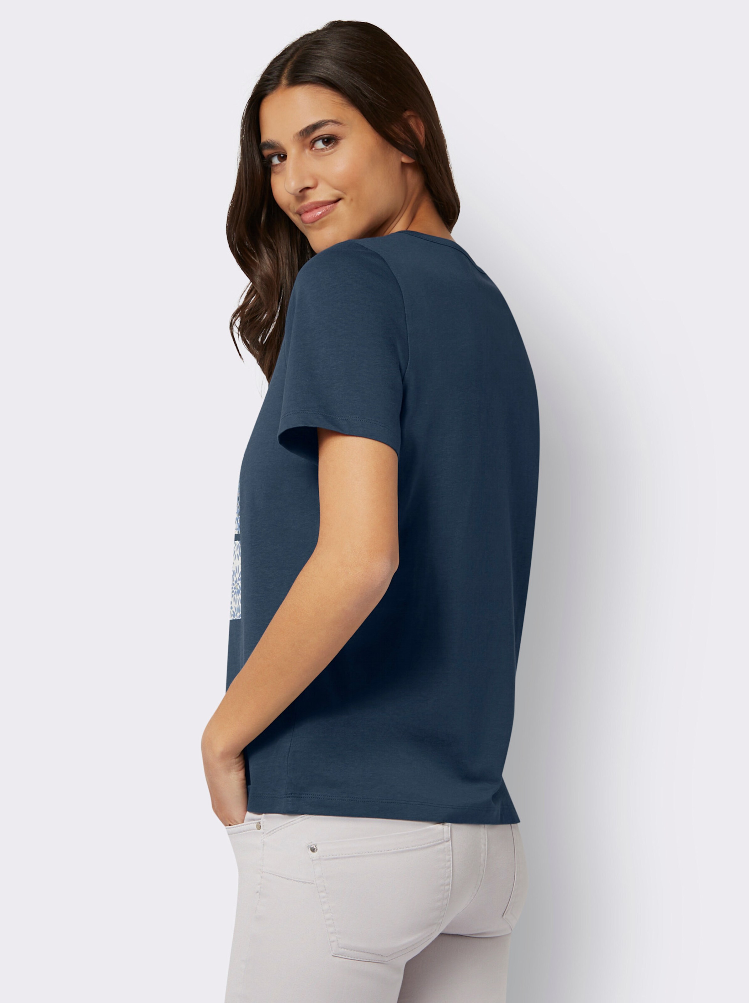 Rundhalsshirt mit silberfarbenem Folien-Print
