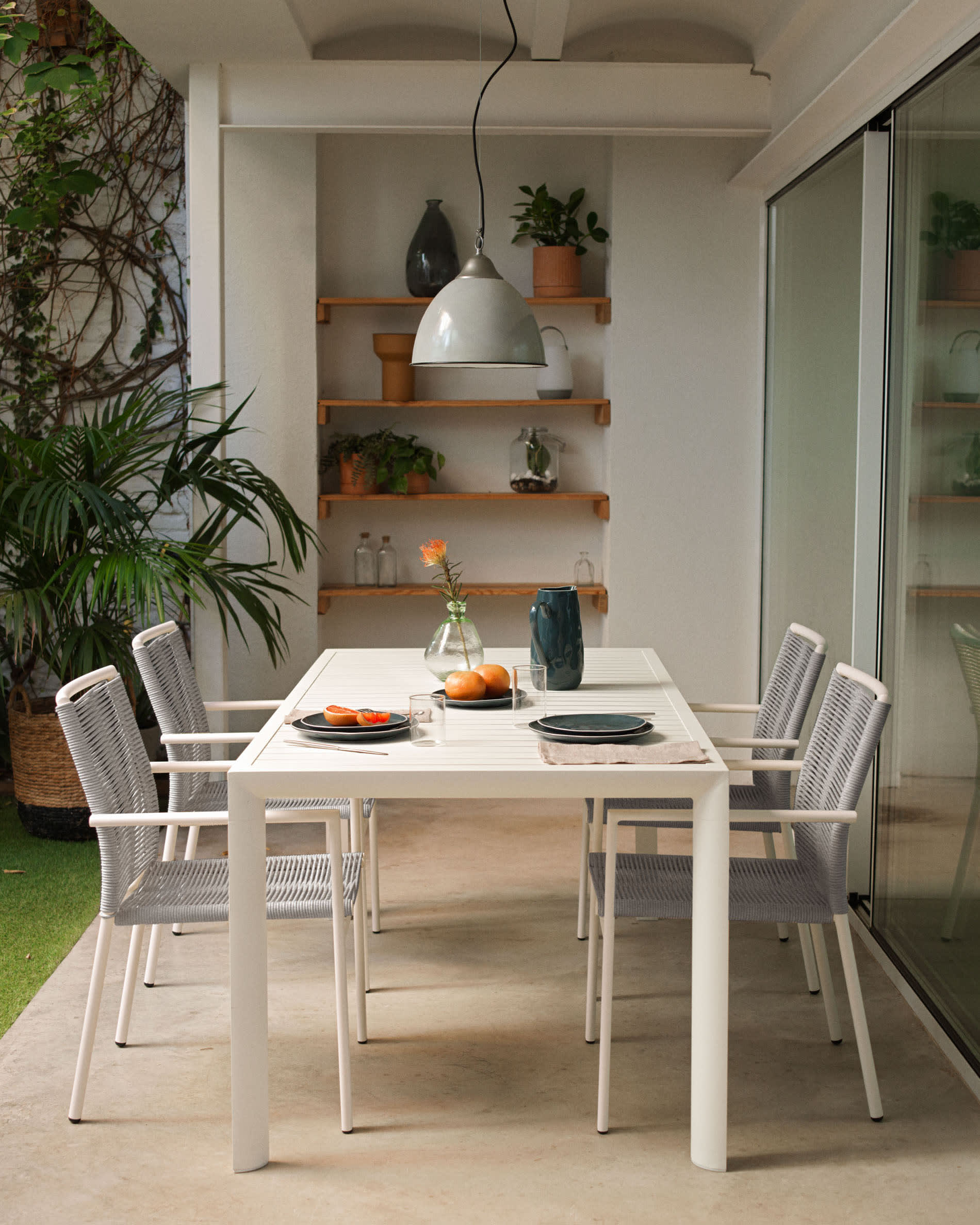 Kave Home - Culip buitentafel van aluminium met witte afwerking 180 x