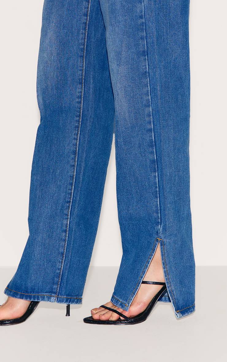 Mid Blue Wash Jean L30 À Ourlet Fendu