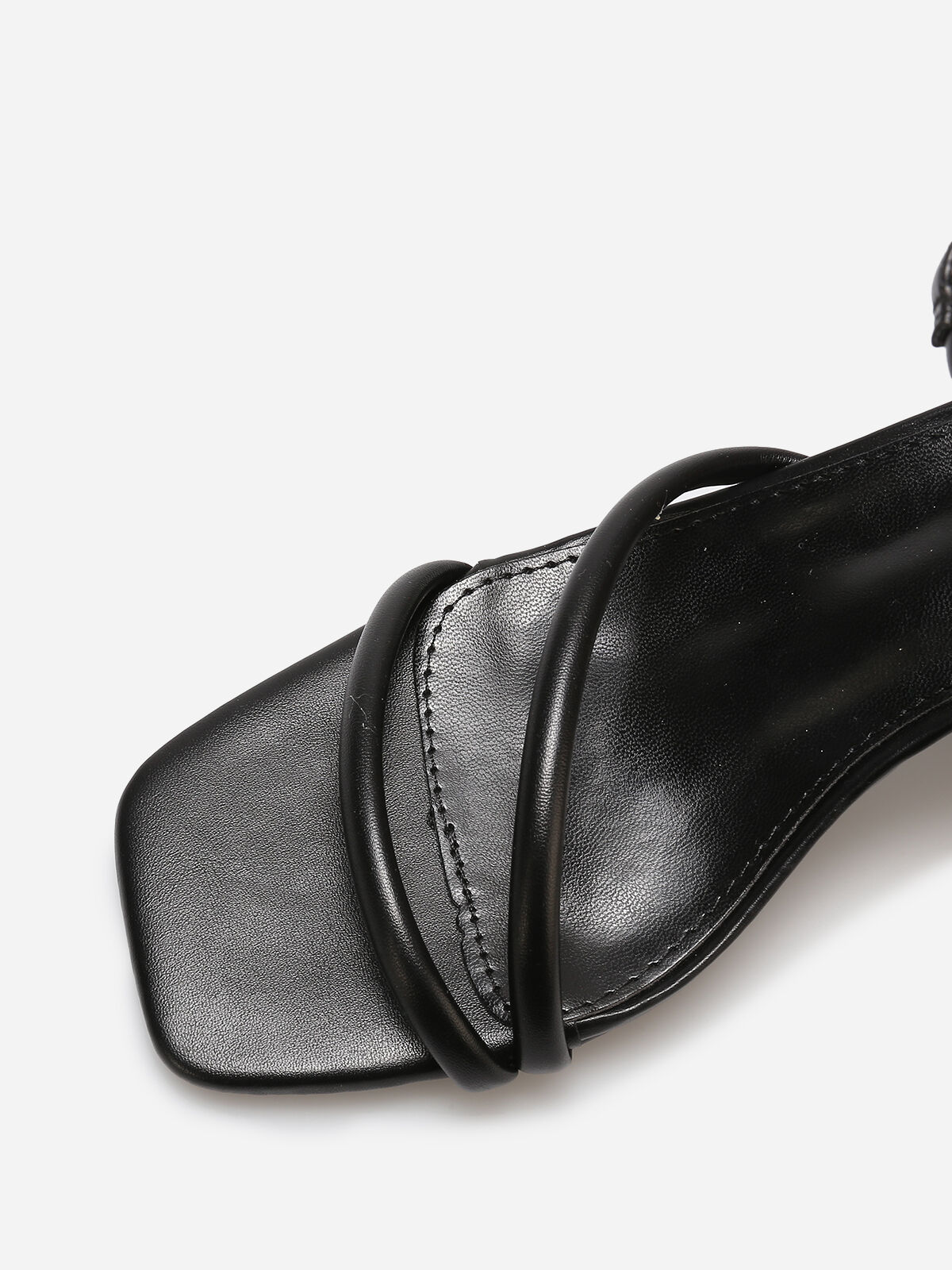 Sandales simili à brides matelassées- Noir