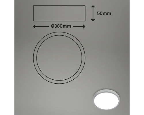 LED plafondlamp 22W 2900 lm 4000 K RGB kleurwisselaar Ø 38 cm Runa zilver + nachtlampfunctie, geheugenfunctie