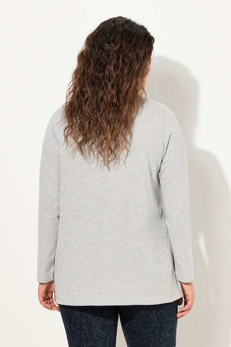 Shirt, Falten, Perlen, A-Linie, Langarm