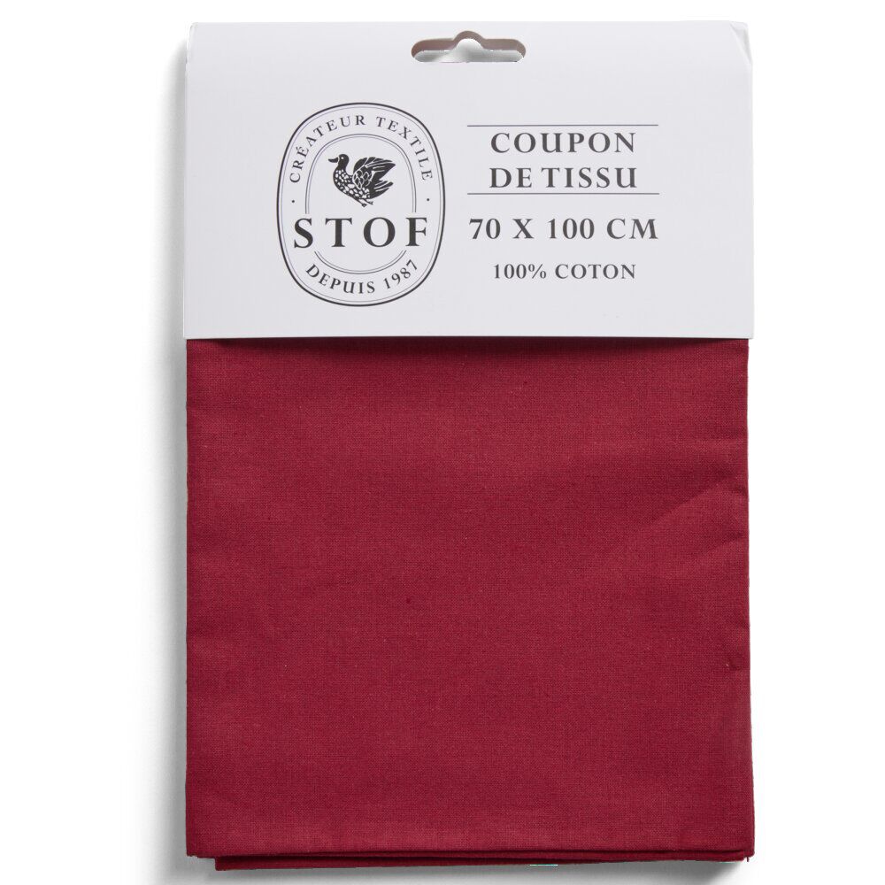Coupon tissu coton 70x100cm rouge bordeaux