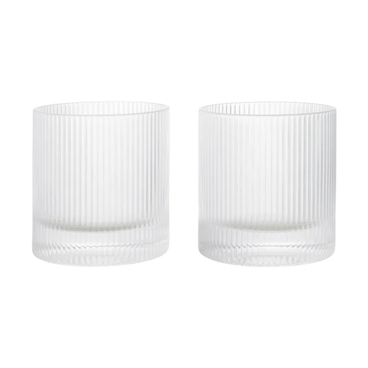 Ferm Living - Ripple Trinkglas, klar (2er-Set)