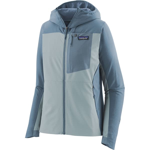 Veste polaire randonnée PATAGONIA W'S R1 CROSSSTRATA HOODY STEAM BLUE