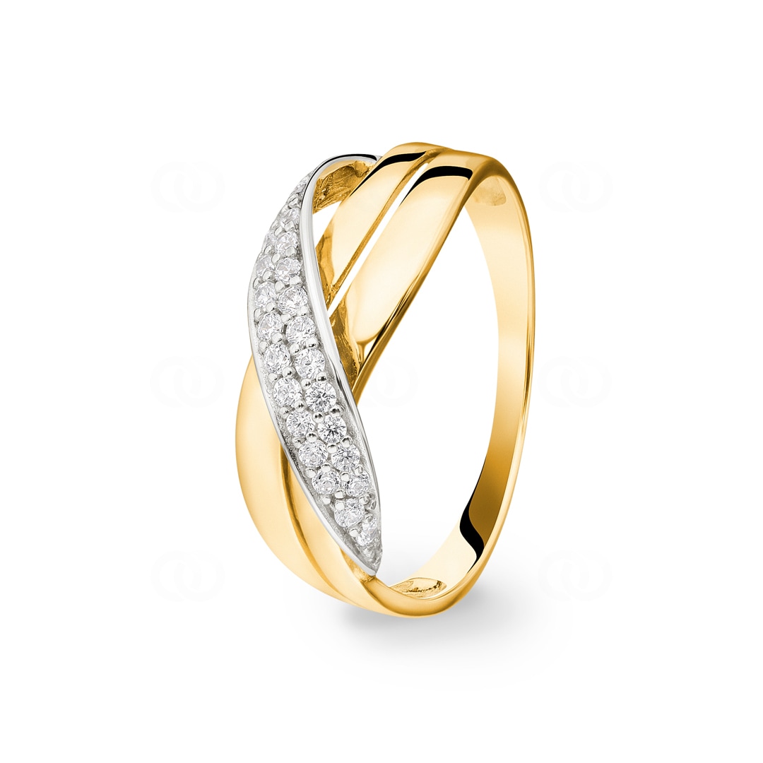 Ring 750/18 K Gelbgold bicolor Fantasie mit Zirkonia