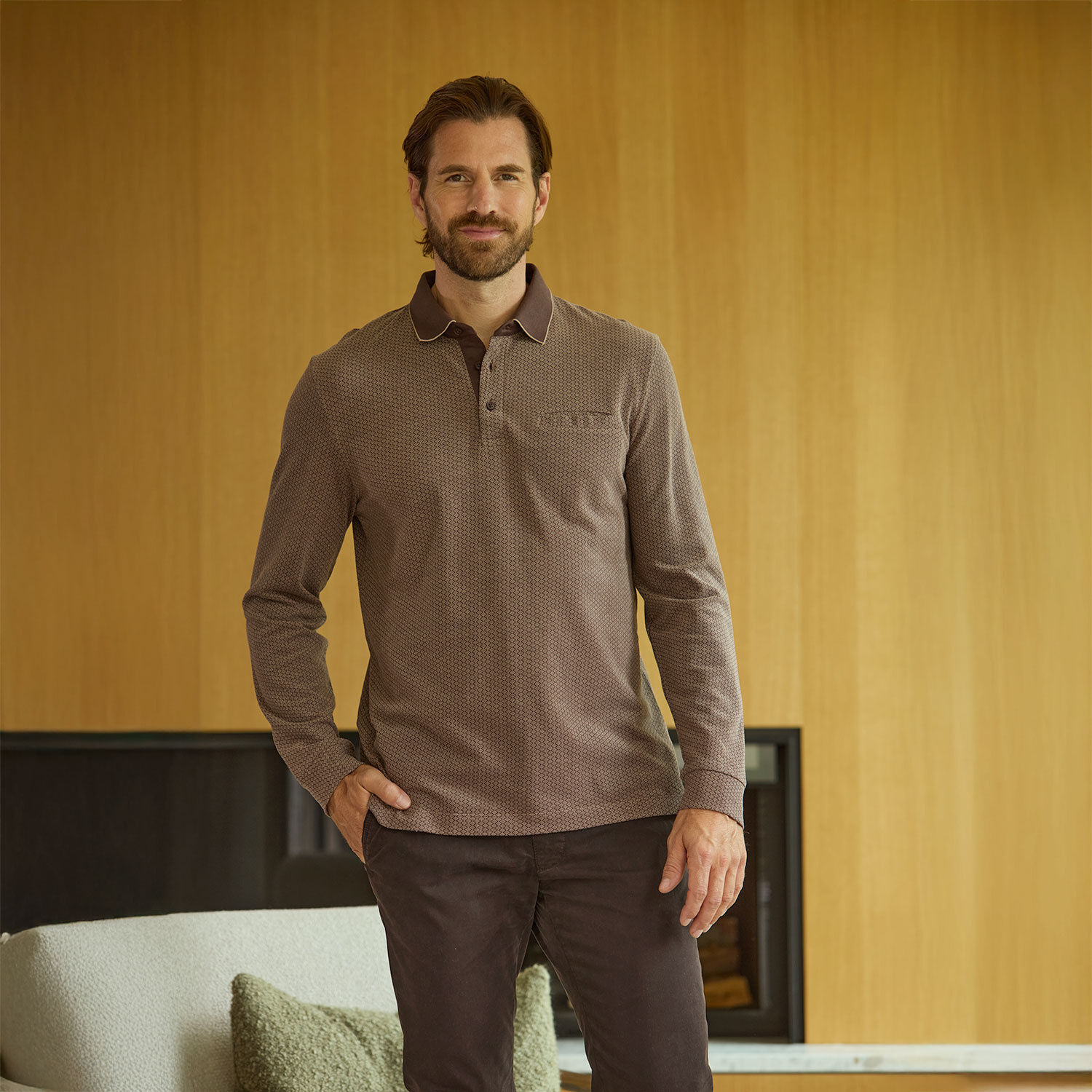 Herren Langarm-Poloshirt aus Baumwolle