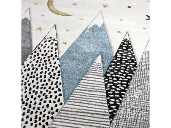 Tapis enfant 120x170 rectangle tissé gris et bleu SNOWSKY