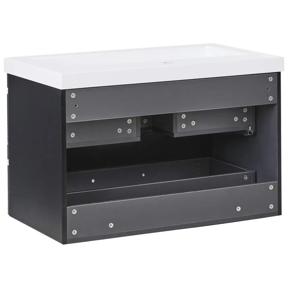 MAKANA - Badkamermeubel met wastafel - Zwart - 80 cm - MDF