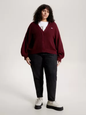 Cardigã Curve Essential com Decote em V Canelado e Modelagem Relaxada