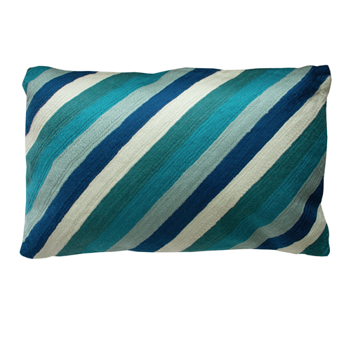 Kussen Stripe linnen wool blue