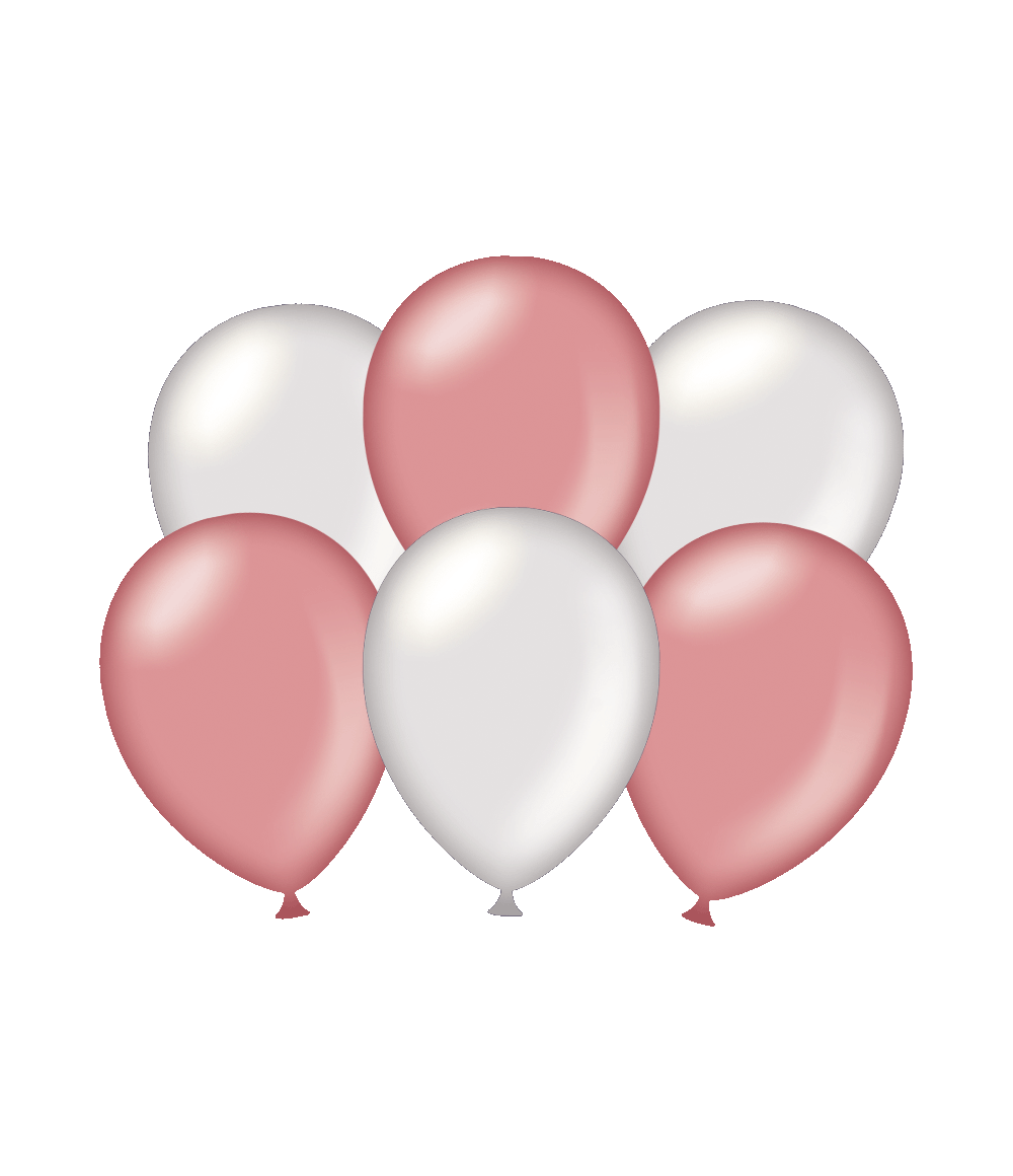 Ballonnen Roze/Zilver Metallic 30cm 6st