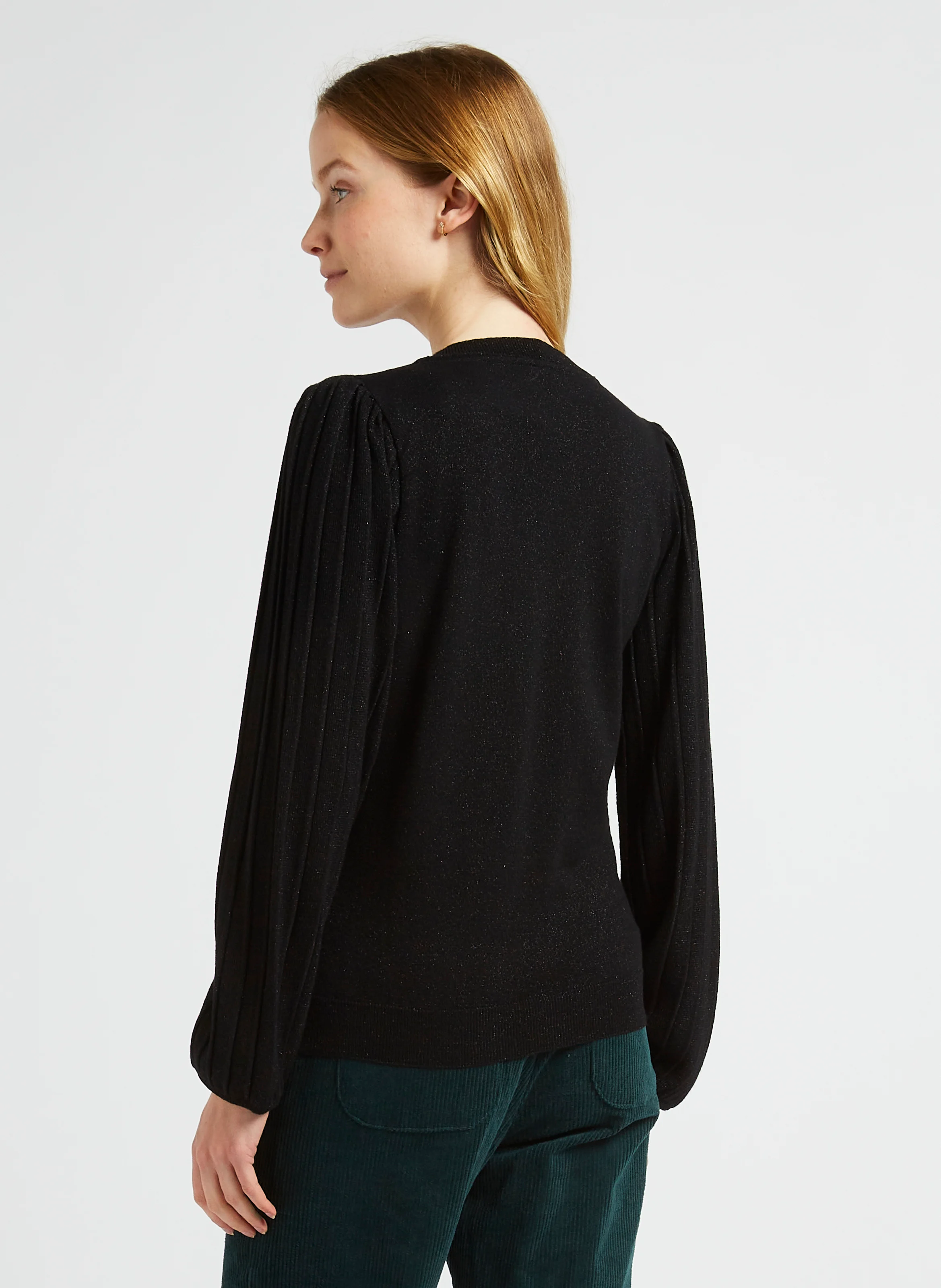 Pull droit à col V | Noir
