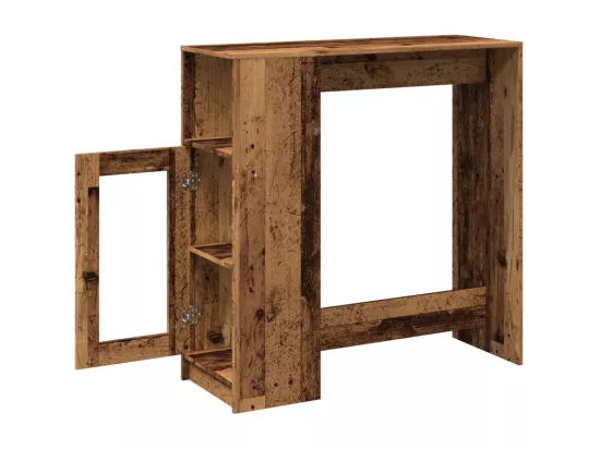 Table de bar avec étagères vieux bois bois d'ingénierie