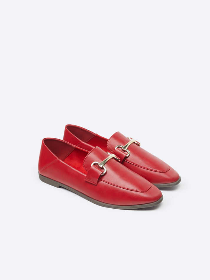 Mocassim plano e macio - Vermelho
